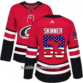 Dame Ishockey Carolina Hurricanes Tröja Jeff Skinner 53 Adidas 2017-2018 Röd USA Flag Fashion Authentic